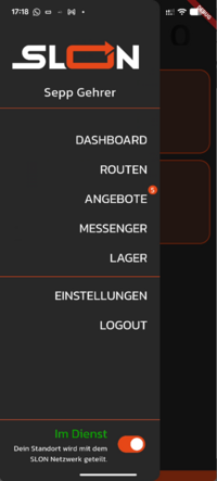 Schalter im App-Menü Schalter im App-Menü