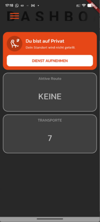 Hinweis auf dem Dashboard Hinweis auf dem Dashboard