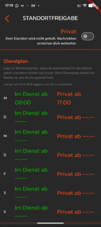 Einstellungen Standortfreigabe Einstellungen Standortfreigabe