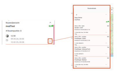 Routendetails aufrufen Routendetails aufrufen
