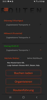 Routenübersicht